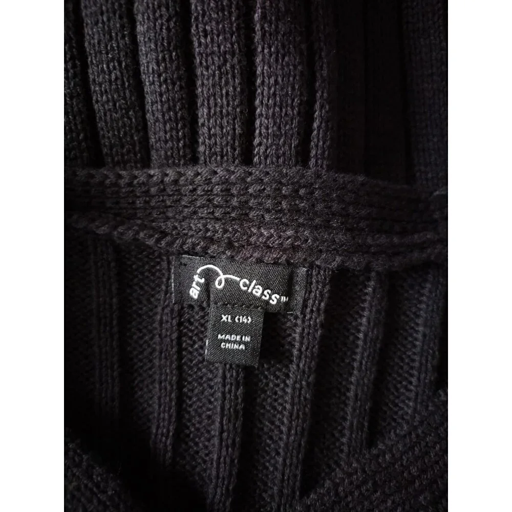 Art Class Womens Black Ribbed V-Neck Button-Up Cardigan Sweater XL. NWT